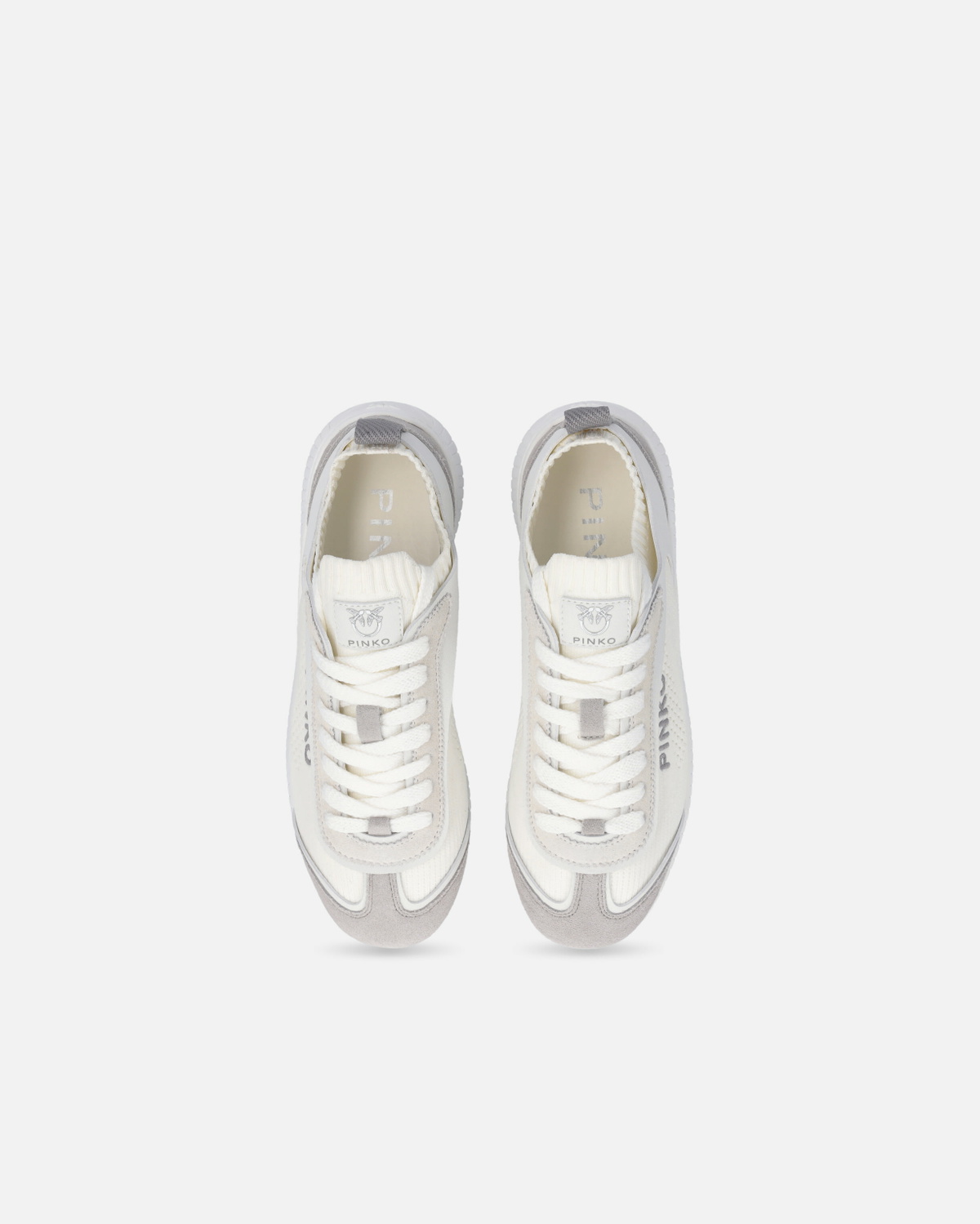 Pinko Lightweight Knit Fabric And Microfibre Sneakers Milk White