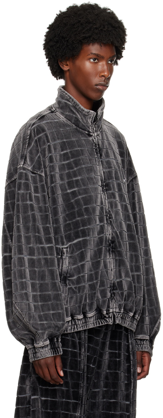 Alexander Wang Gray Crocodile Velour Track Jacket Alexander Wang