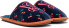 Valentino Garavani Navy Ta Chambre Slippers