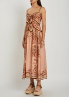 Zimmermann Aster Scarf Printed Cut-out Silk Midi Dress Pink