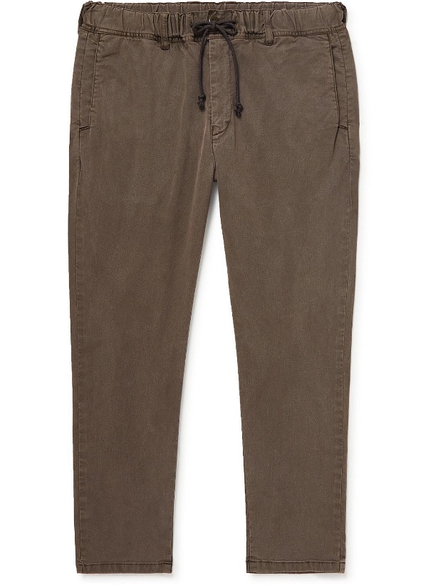 Photo: Remi Relief - Slim-Fit Cotton-Blend Twill Drawstring Trousers - Brown