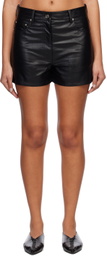 System Black PatchLeather Shorts