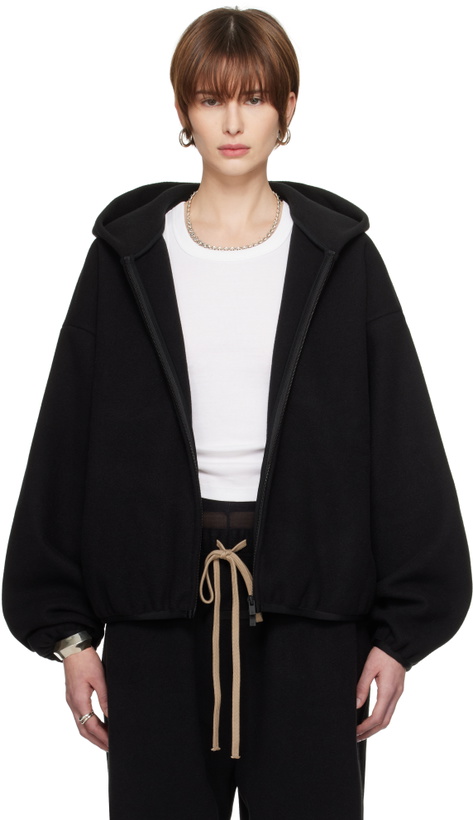 Photo: Fear of God ESSENTIALS Black Brushed Hooded Bomber Jacket
