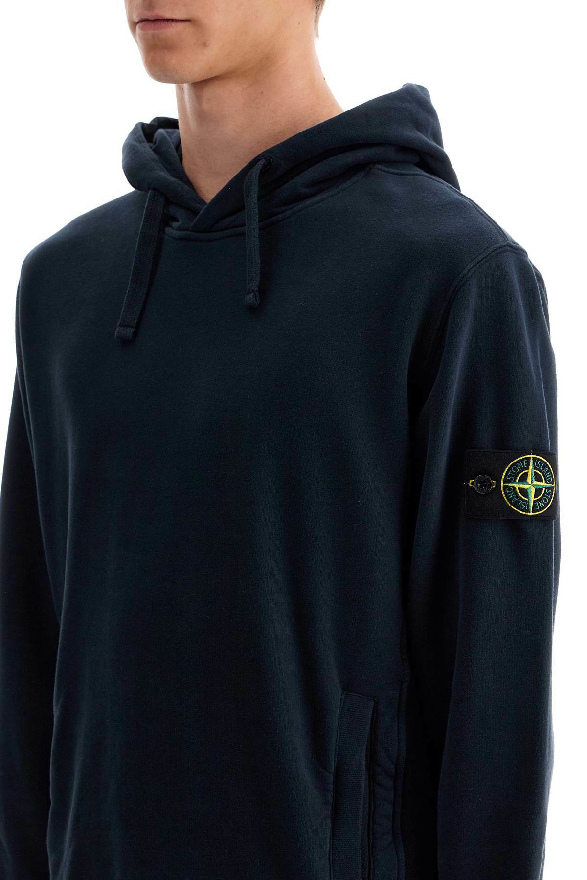 STONE ISLAND organic cotton hoodie with hood Blue Stone Island