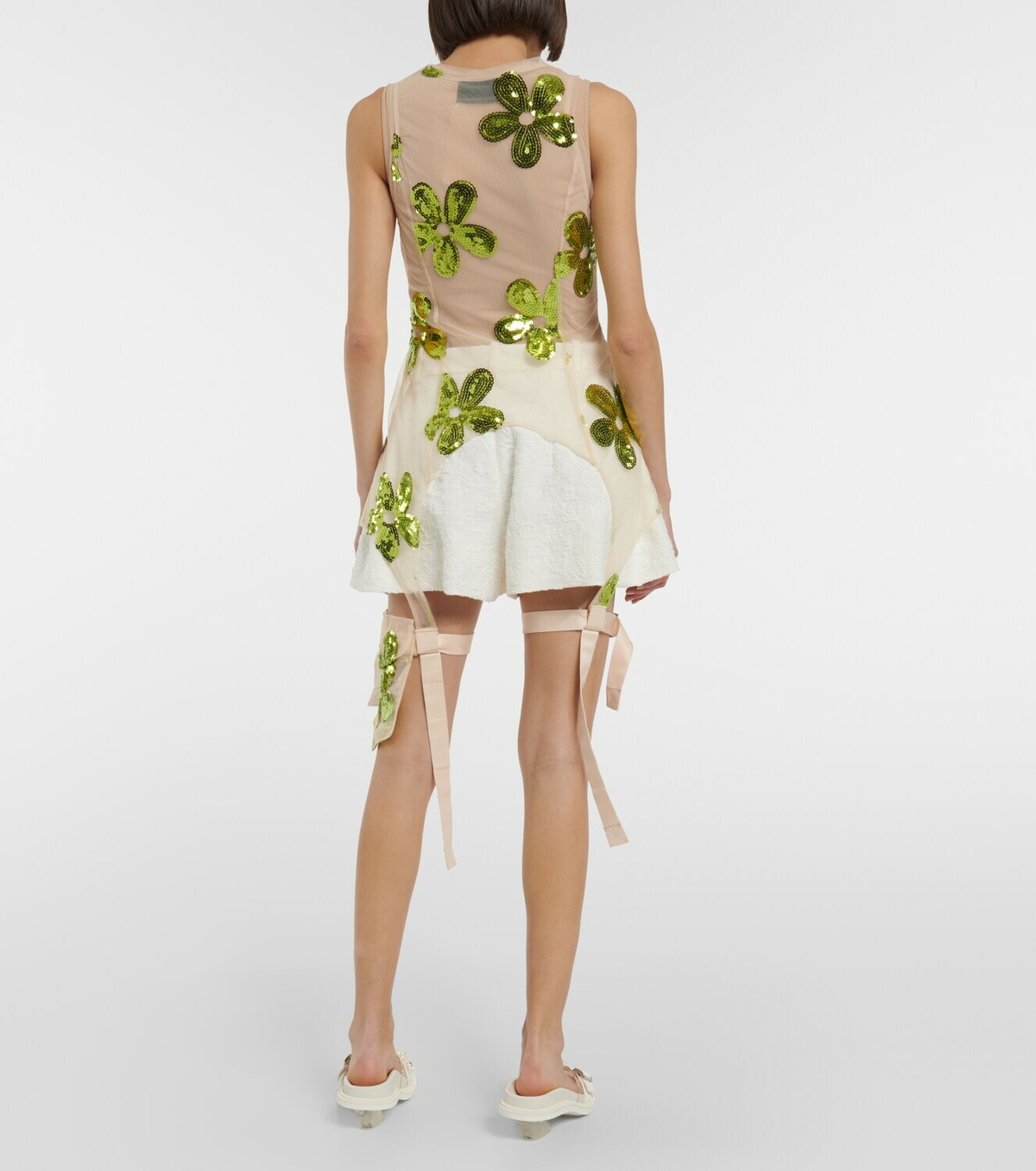 Simone Rocha - Sequined zip-up tulle top Simone Rocha