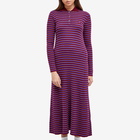 Maison Kitsuné Women's Tonal Fox Head Patch Fine Rib Dress in Multicolour Stripe