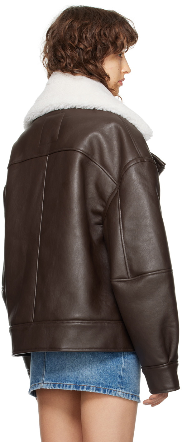 Y/Project Brown Hook & Eye Faux-Leather Jacket