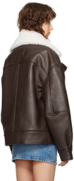 Y/Project Brown Hook & Eye Faux-Leather Jacket
