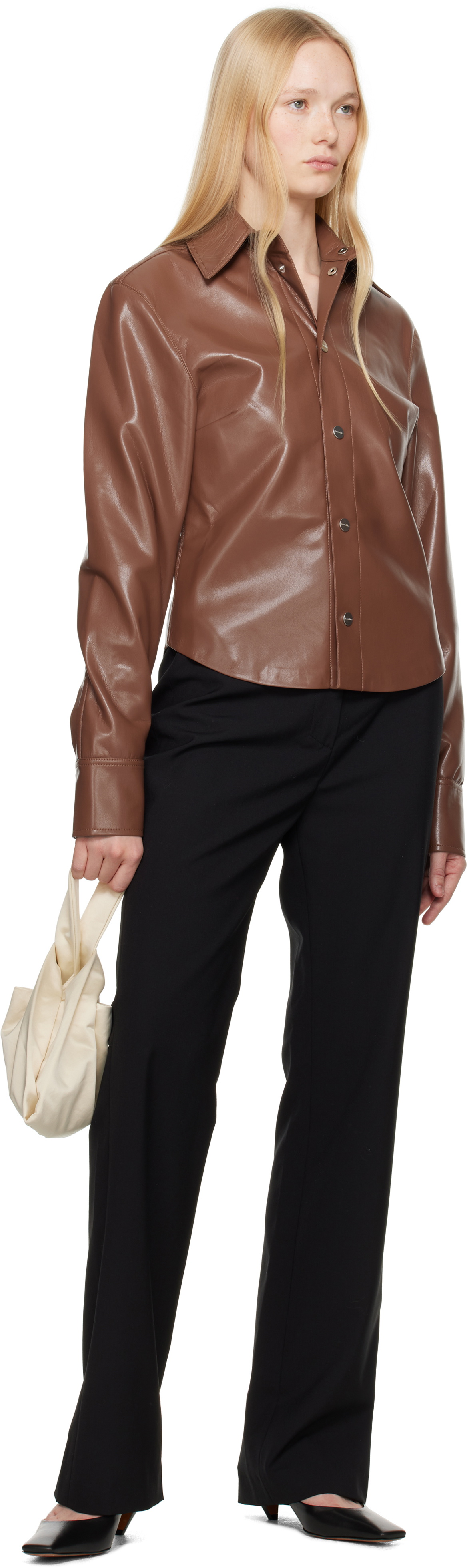 Nanushka Brown Bogna Vegan Leather Jacket