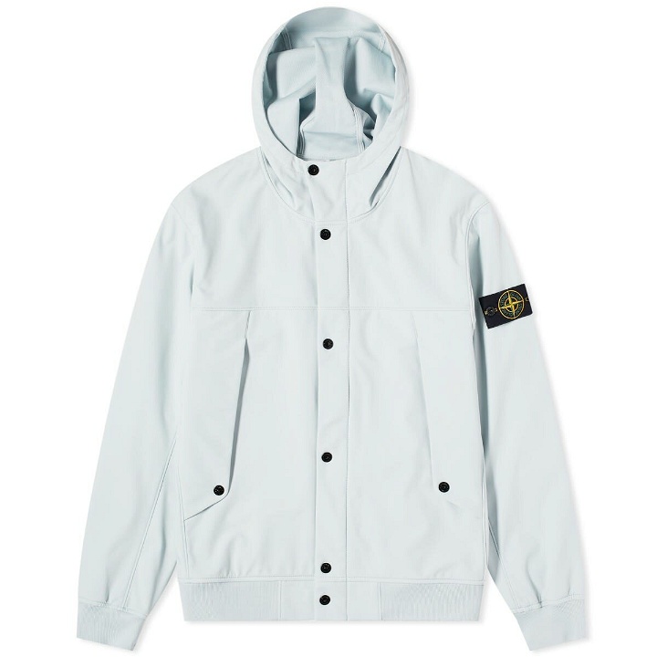 Photo: Stone Island Men's Soft Shell-R Hooded Jacket in Sky Blue