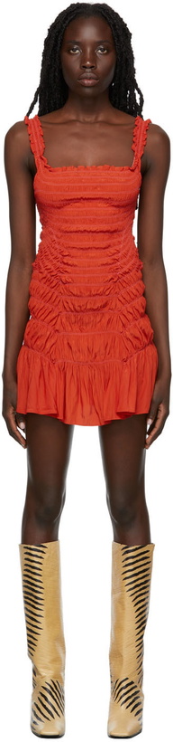 Photo: Gauntlett Cheng SSENSE Exclusive Red Linear Elastic Short Dress