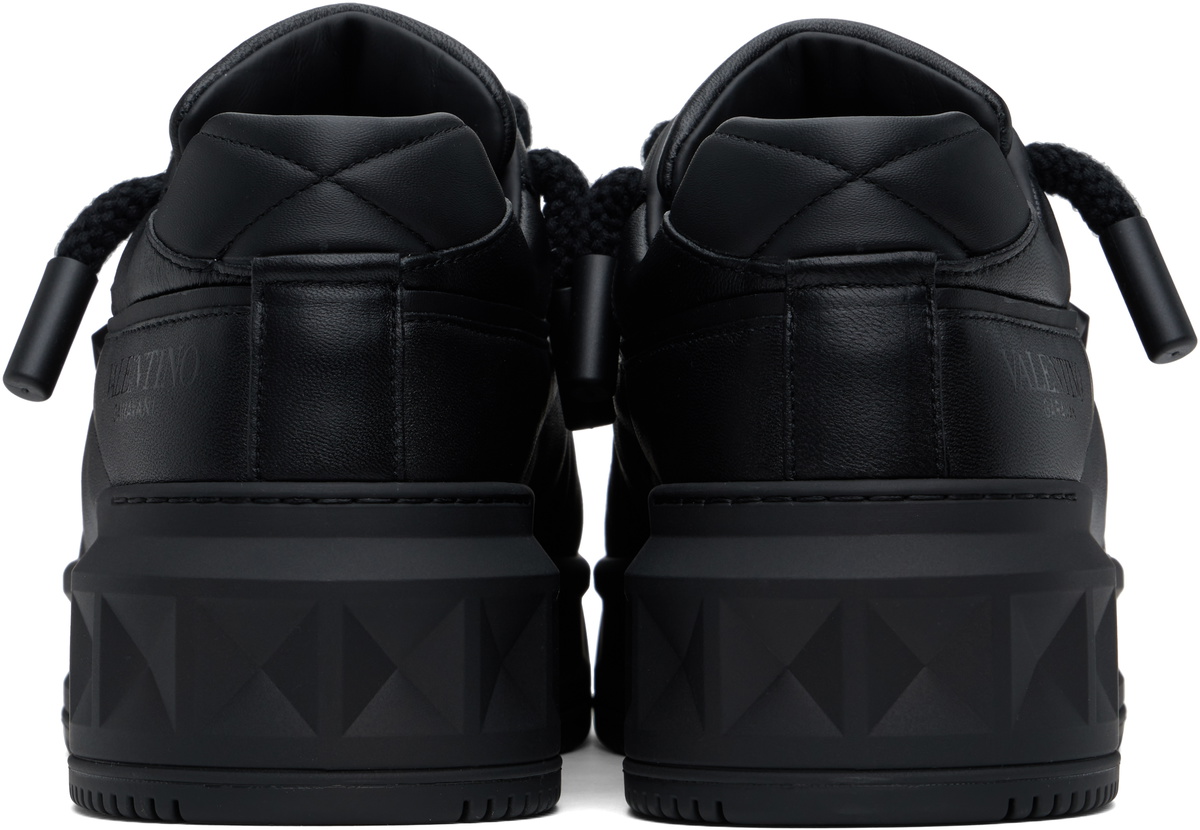 Valentino Garavani Black One Stud XL Nappa Leather Low-Top 