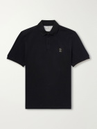 Brunello Cucinelli - Logo-Print Cotton-Piqué Polo Shirt - Black