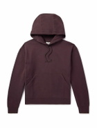 SAINT LAURENT - Logo-Embroidered Cotton-Jersey Hoodie - Brown