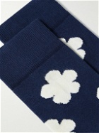 KENZO - Floral-Intarsia Cotton-Blend Socks - Blue