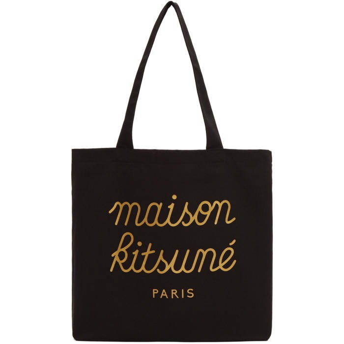 Photo: Maison Kitsuné SSENSE Exclusive Black Logo Tote
