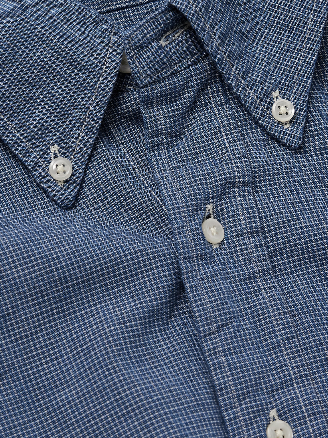 OrSlow - Button-Down Collar Checked Cotton-Chambray Shirt - Blue