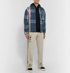 Off-White - Printed Checked Cotton-Blend Flannel Shirt - Blue