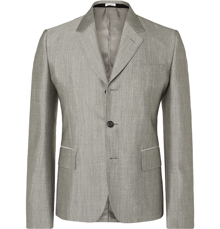 Photo: Alexander McQueen - Slim-Fit Birdseye Wool and Mohair-Blend Suit Jacket - Gray