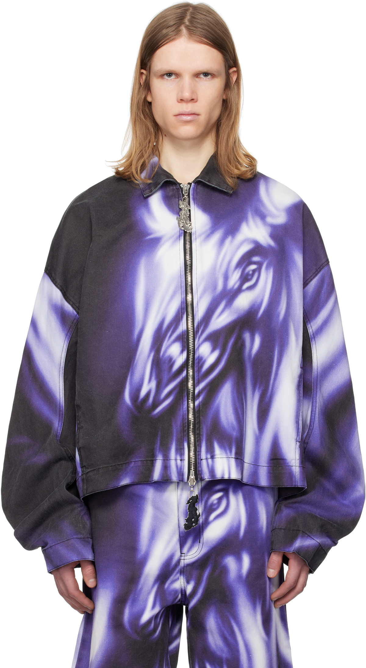 Gerrit Jacob Purple Printed Denim Jacket