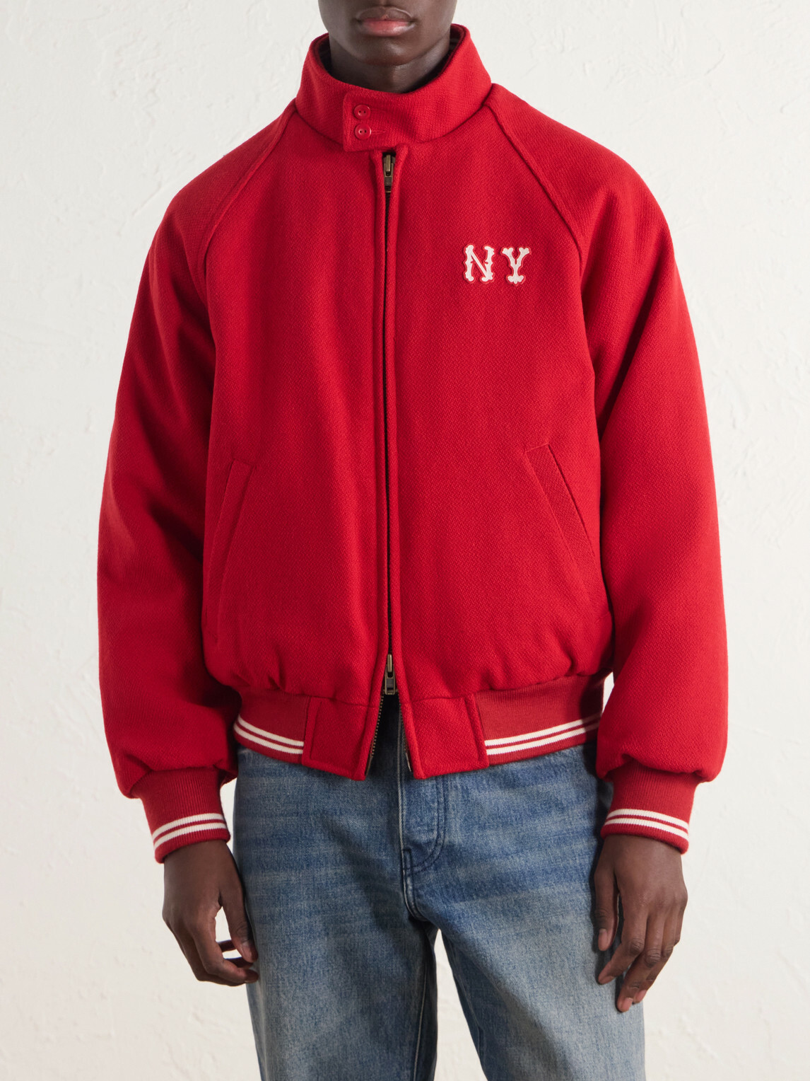 Aimé Leon Dore - Ny Highlanders Logo-Embroidered Wool-Blend Varsity Jacket - Red