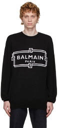 Balmain Black Wool Logo Sweater