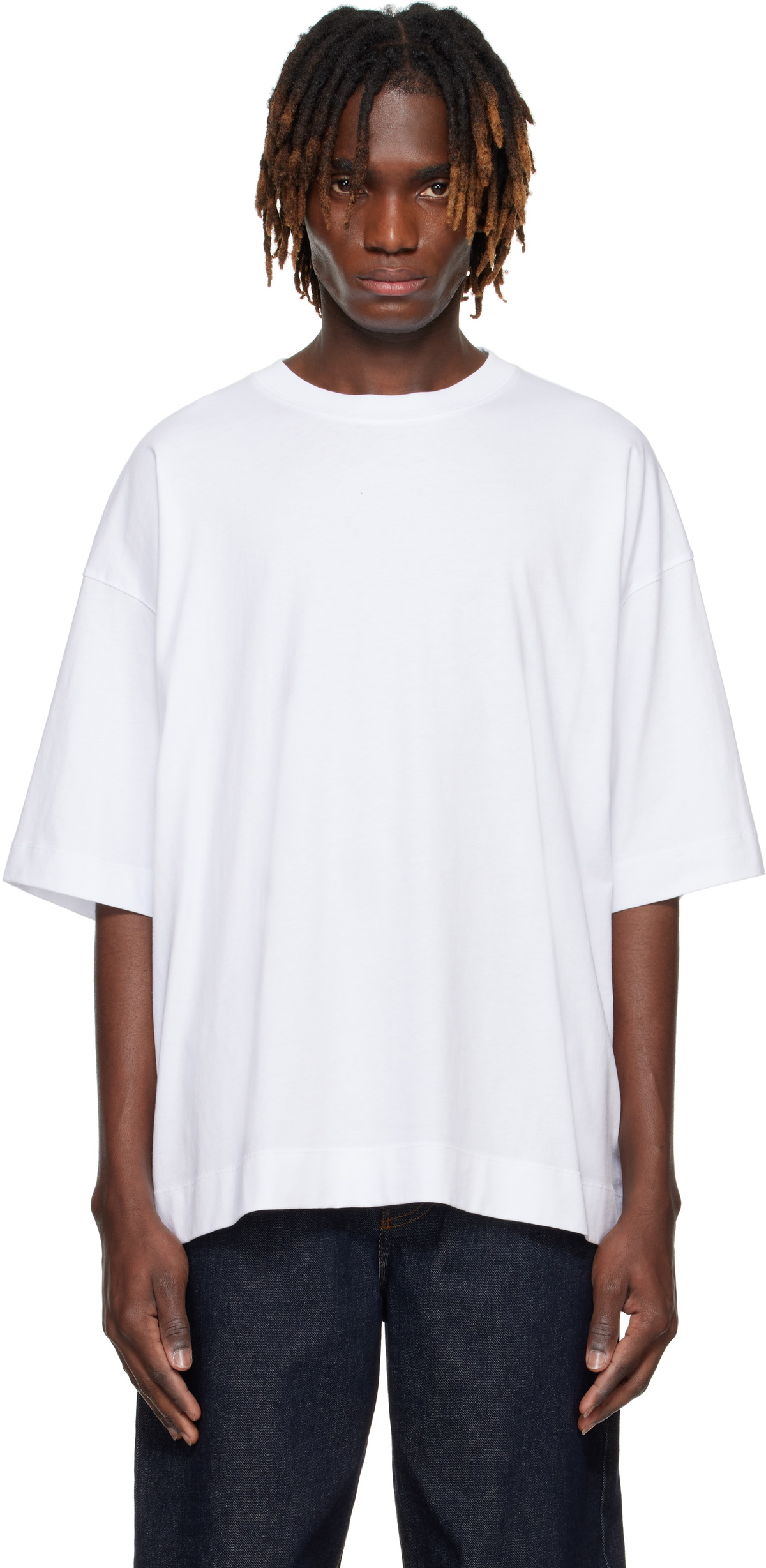 White Oversized T-shirt by Dries Van Noten on Sale