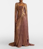 Marmar Halim Caped pleated bustier gown