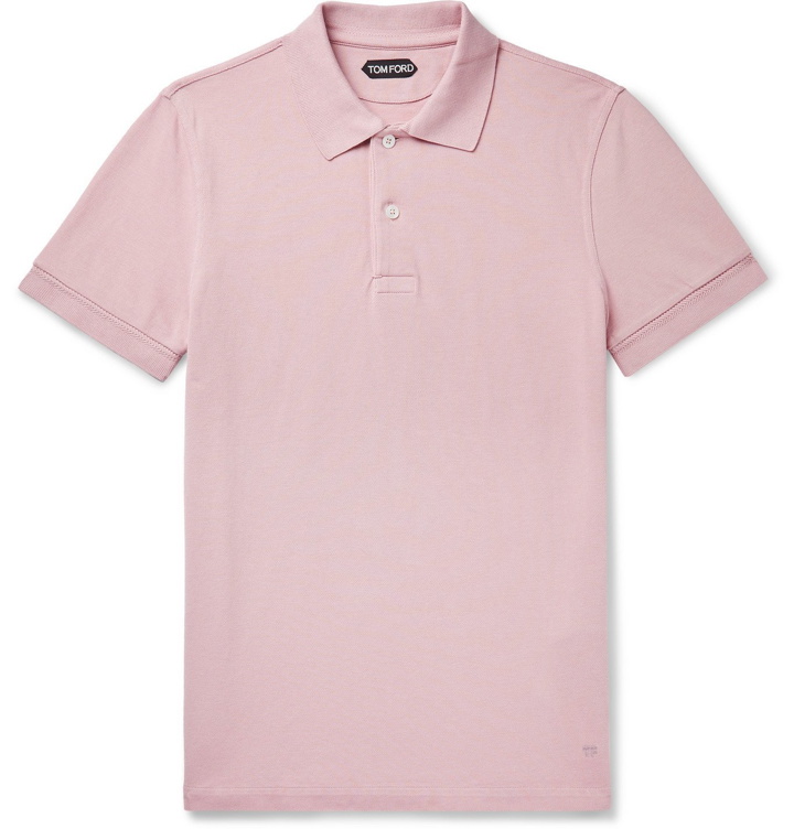 Photo: TOM FORD - Slim-Fit Cotton-Piqué Polo Shirt - Pink