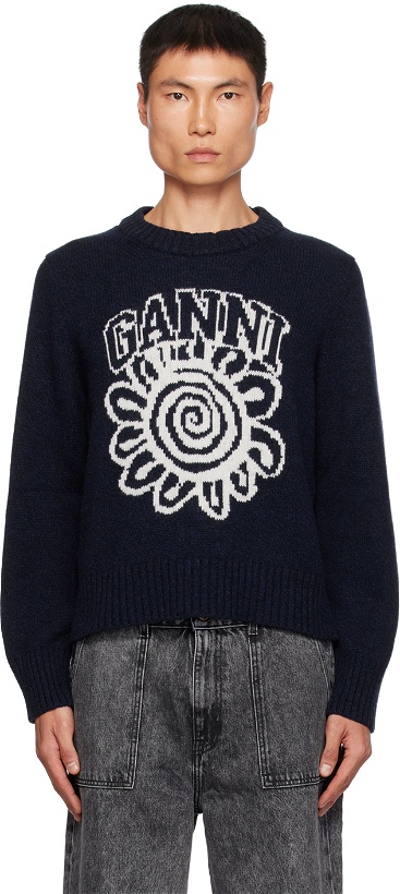 Photo: GANNI Navy Floral Sweater