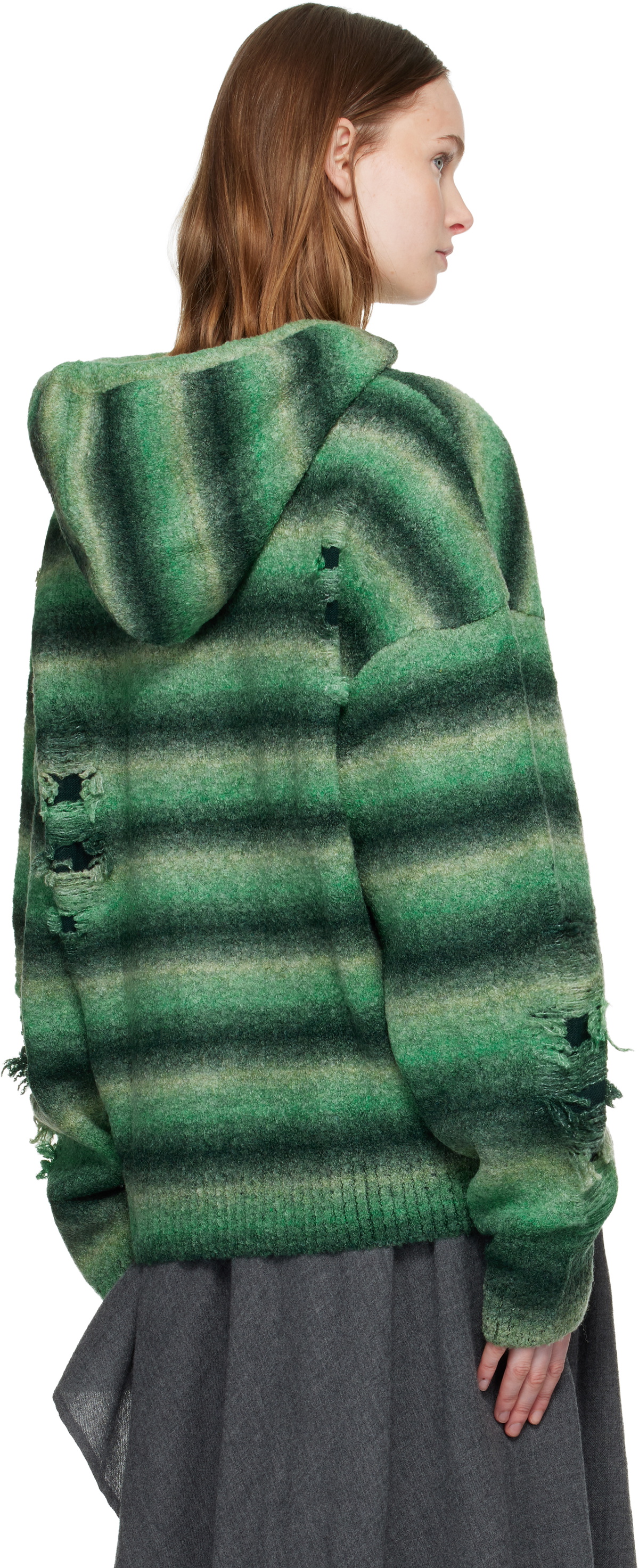 Andersson Bell Green Gradient Distressed Hoodie