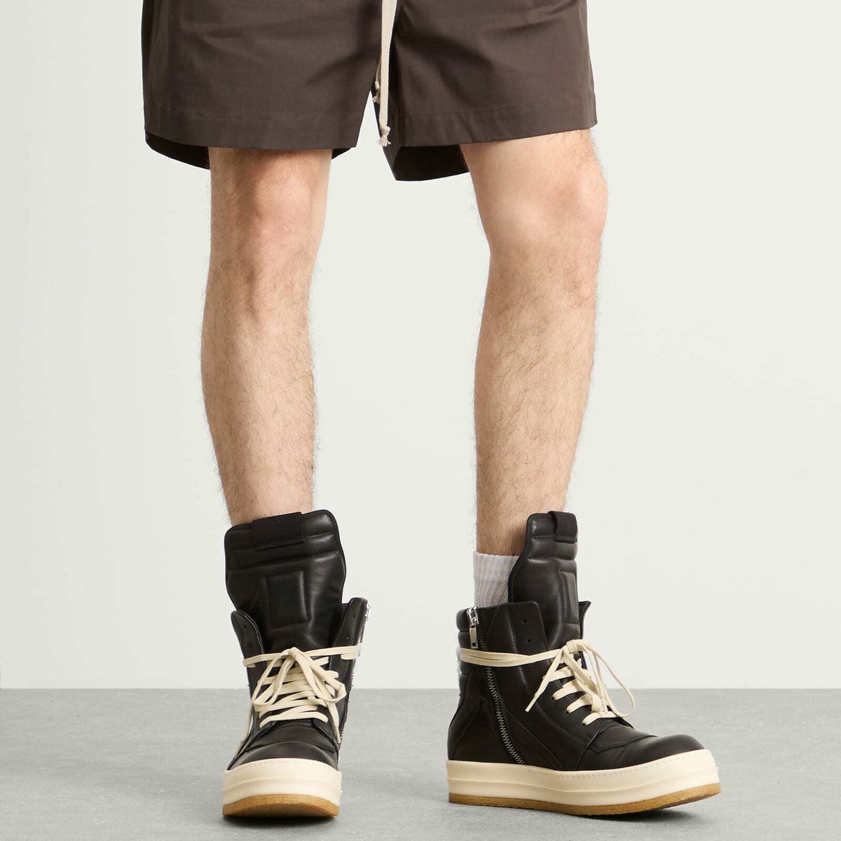 Rick Owens Men's Creep Geobasket Sneaker in Black/Milk Rick Owens