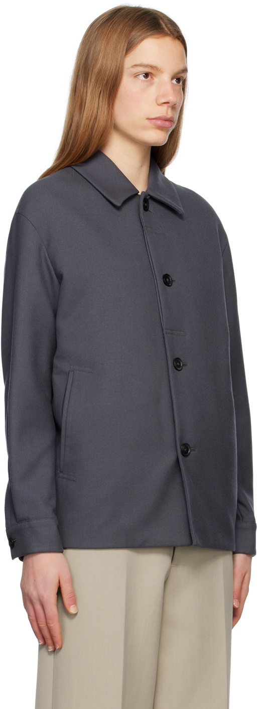 ZEGNA Gray Spread Collar Jacket