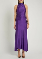 Rabanne Ruched Asymmetric Stretch-jersey Maxi Dress Violet