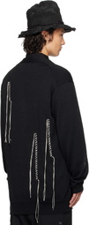 YOHJI YAMAMOTO Black 10G Plated Crossed Pattern Cardigan