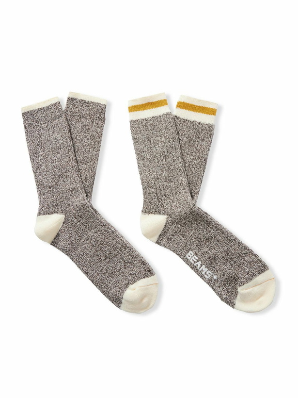 Photo: Beams Plus - Rag Two-Pack Striped Ribbed-Knit Socks