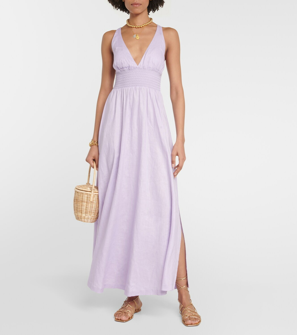 chinese dress ladies Beau Soleil Silk Cross Back Maxi Dress – Heidi Klein