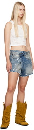 R13 SSENSE Exclusive Blue Crossover Denim Shorts