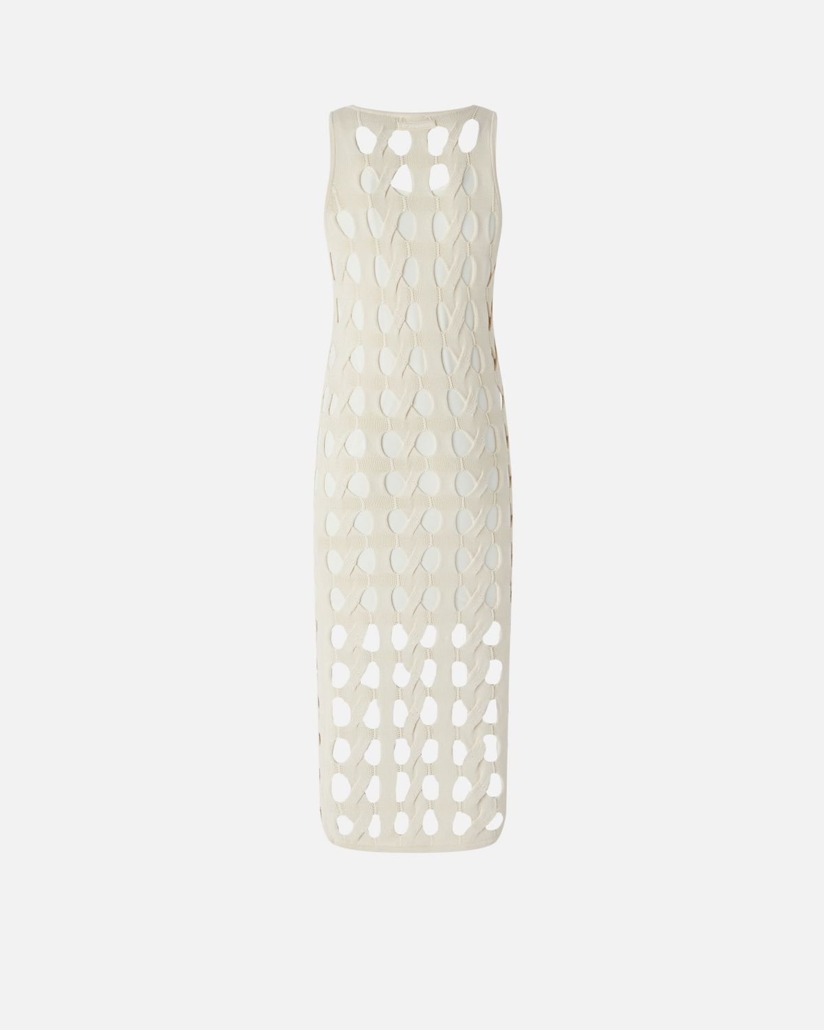 Pinko Perforated Knit Midi Dress Swan White