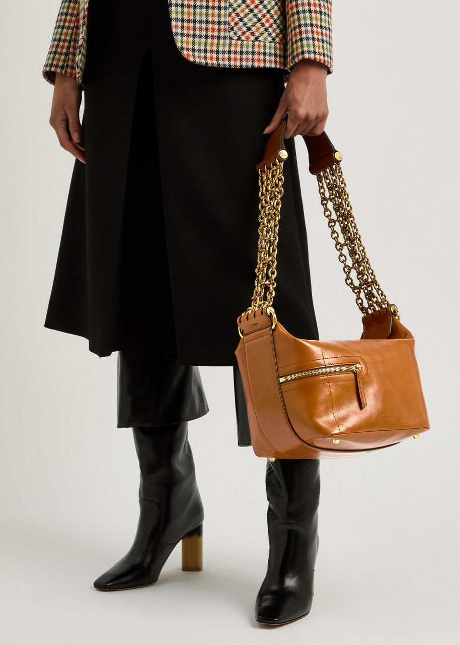 Chloe Glossed Leather Camera bag - Brown - One Size