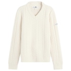 MM6 Maison Margiela Women's V-Neck Chunky Knitted Jumper in Off White