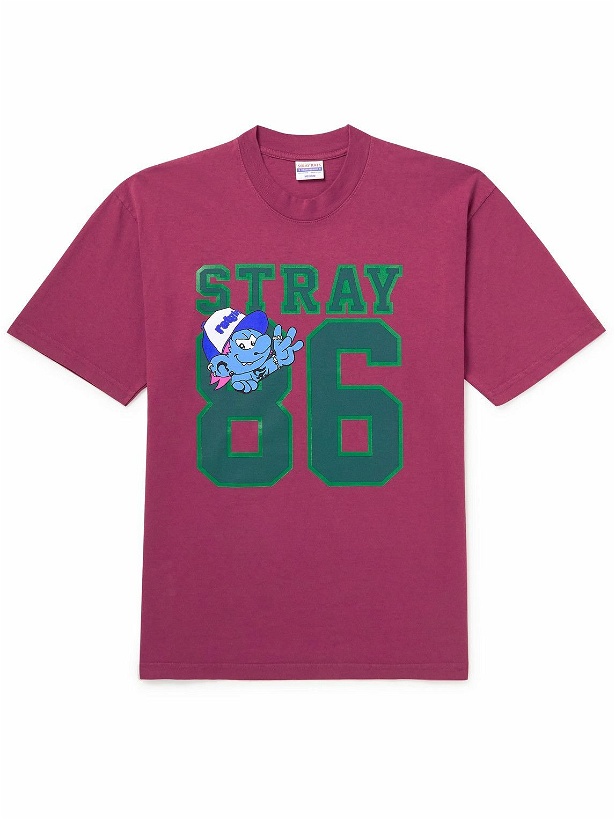 Photo: Stray Rats - 86 Printed Cotton-Jersey T-Shirt - Purple