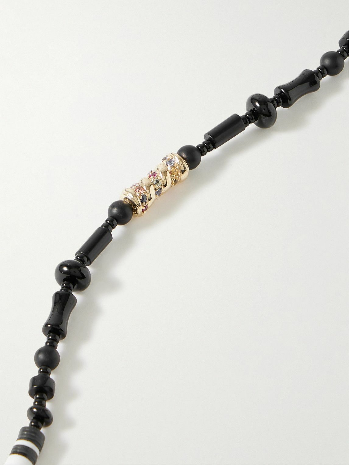Luis Morais - 14-Karat Gold, Agate and Sapphire Beaded Necklace