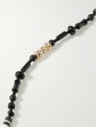 Luis Morais - 14-Karat Gold, Agate and Sapphire Beaded Necklace