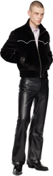 Ernest W. Baker Black Flared Leather Trousers