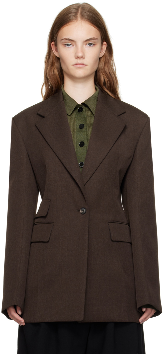 Recto Brown Double-Breasted Blazer