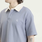 Le Père Men's Short Sleeve Rugby Polo in Blue Grey