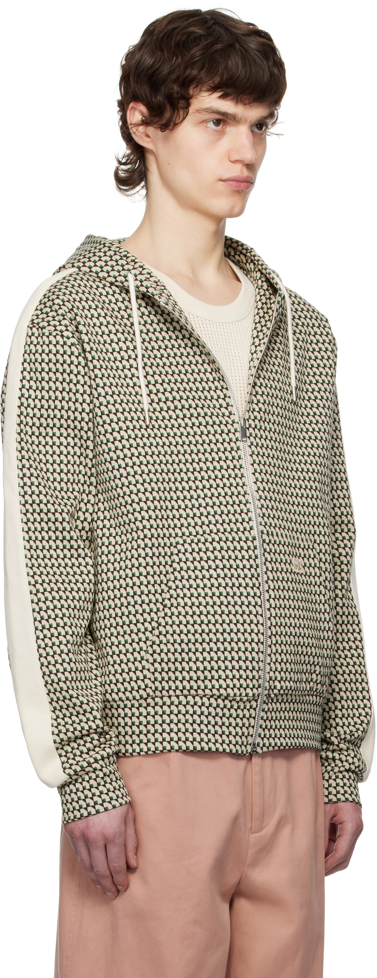 Wales Bonner Beige & Green Power Hoodie