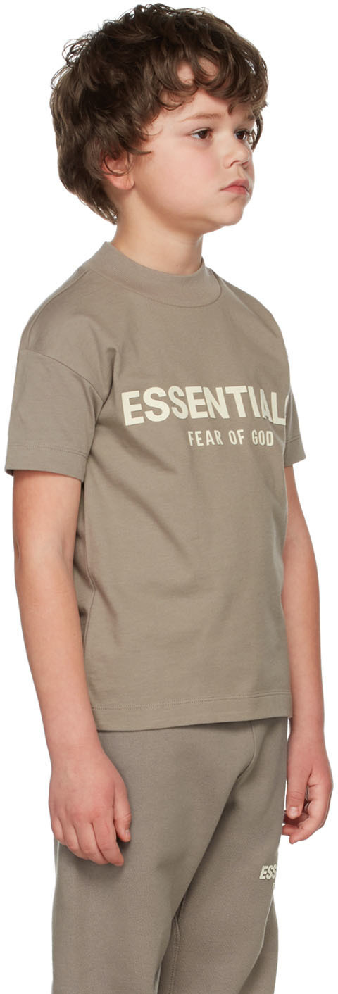 XL Fear of God SS ESSENTIALS Kids sale Taupe Logo T-Shirt