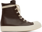 Rick Owens Brown High Sneakers